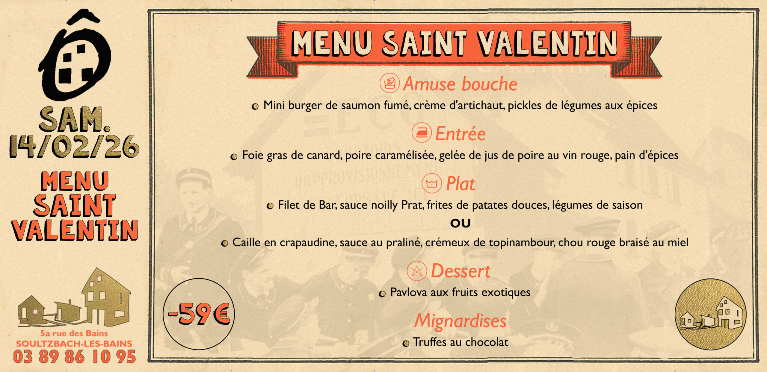 BANDEAU 35X17 beige st valentin MENU