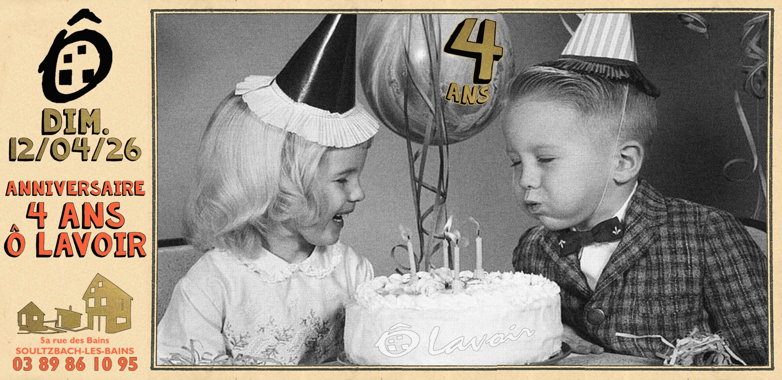 BANDEAU 35X17 beige ANNIV 4 ANS 12-04